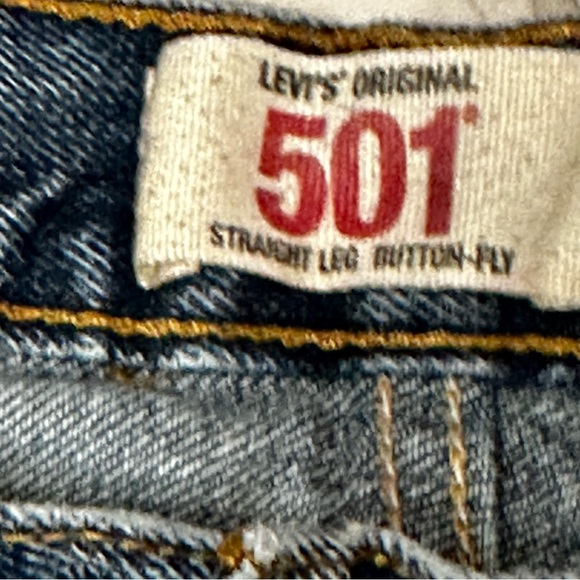 Levis Mens Sz 38x29 Classic 501 Original Button Fly Denim Blue Jeans Americana - Picture 7 of 10